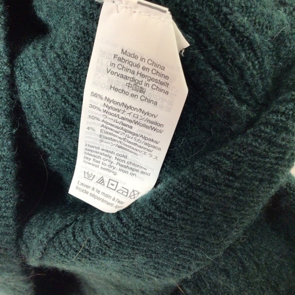 J Crew alpaca wool sweater women small green ruffle pullover - Picture 7 of 11